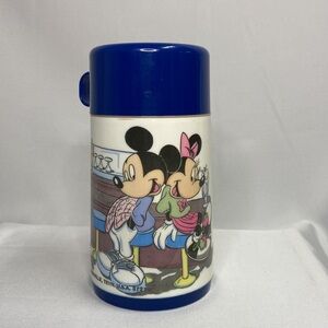 Disney Vintage Mickey & Minnie Mouse Aladdin Thermos 50's Diner Complete